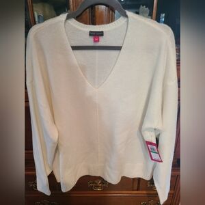 💋💋VINCE CAMUTO CASHMERE BLEND V NECK SWEATER SIZE LARGE NWT
